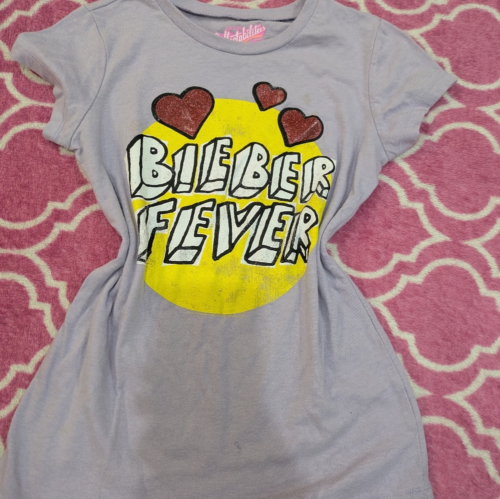 🦋5/25$ Y2K Justin Bieber Lilac Tee with Pink Logo